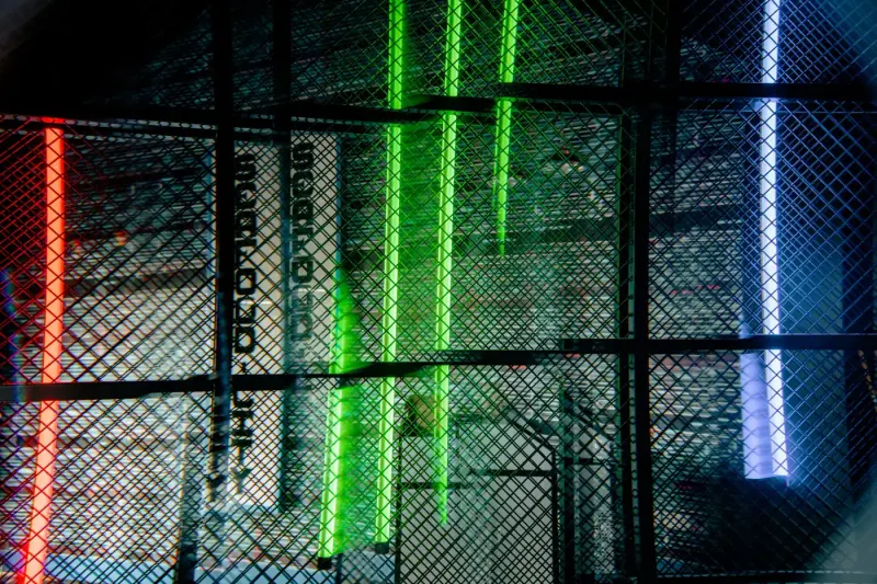 Neon-lit night-out interior at Seafood City Arcadian Birmingham